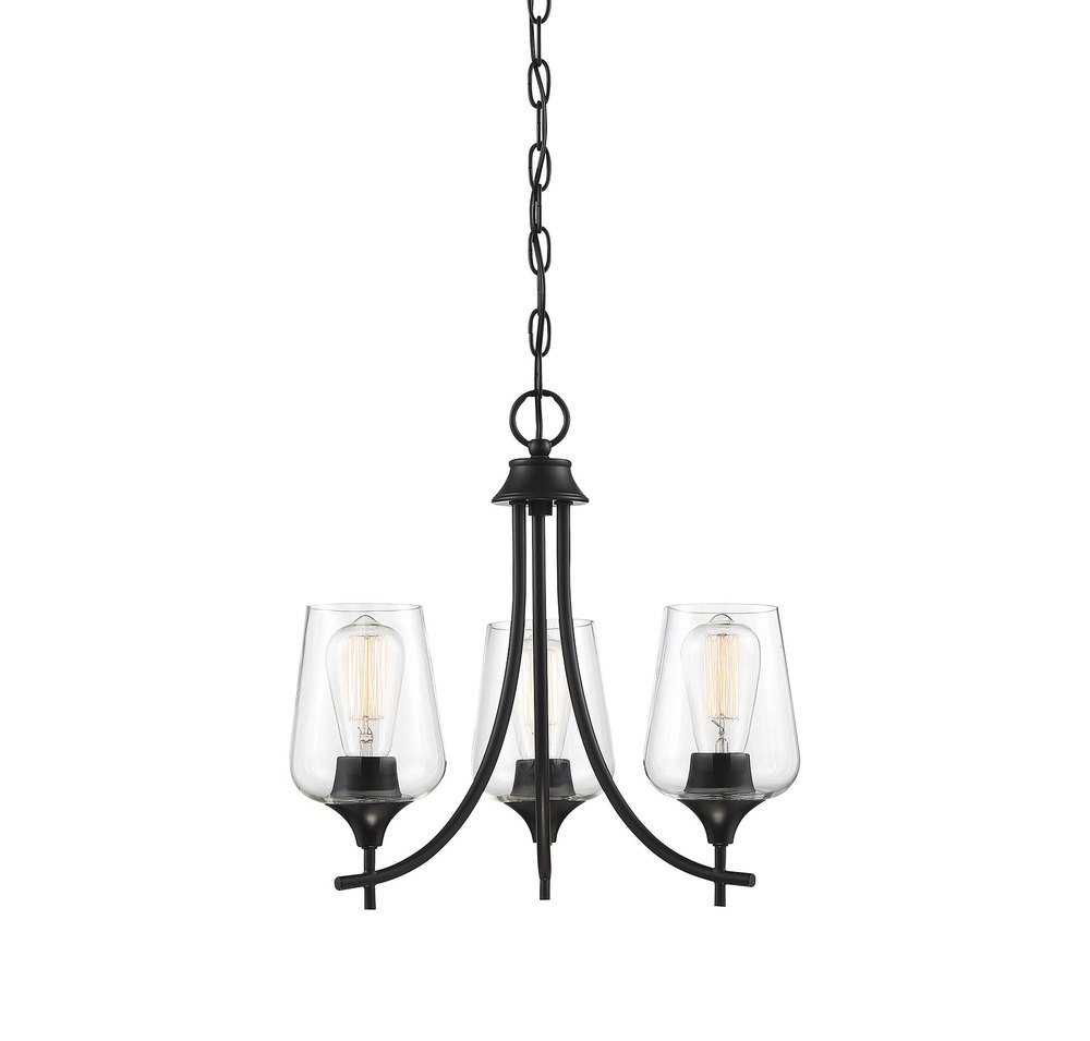 black three light chandelier